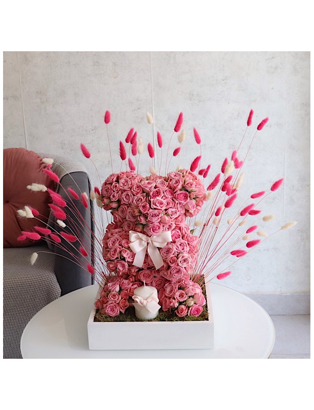 Pink Teddy Candle