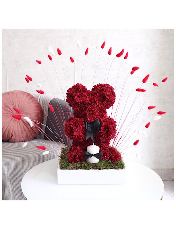 Red Chrys Teddy Candle