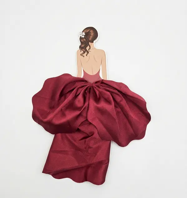 Elegant Red Tulle Gown Topper