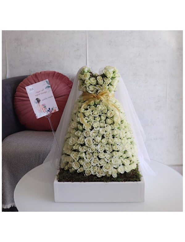 Bridal dress fresh flowers for sale online in Kuwait