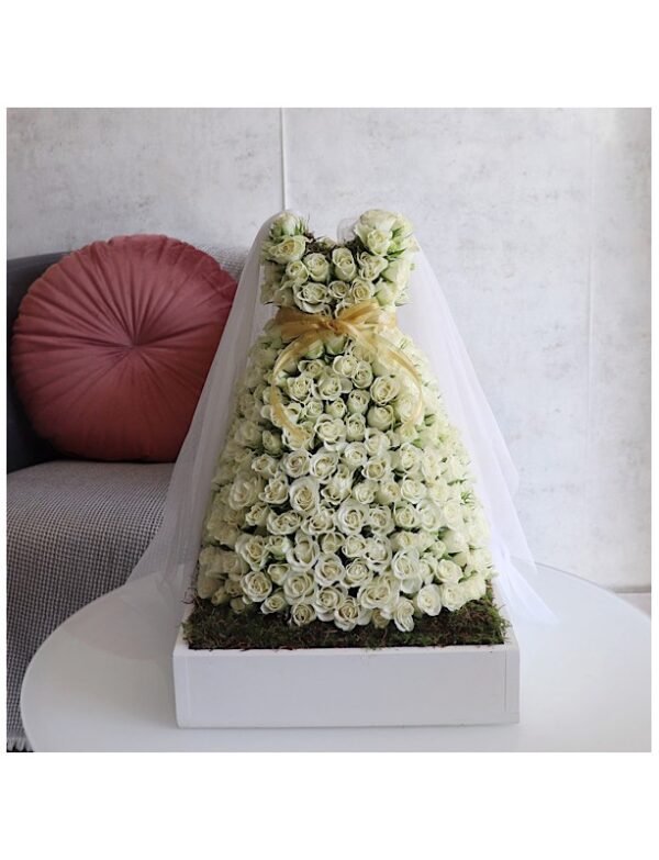 Bridal dress fresh flowers for sale online in Kuwait