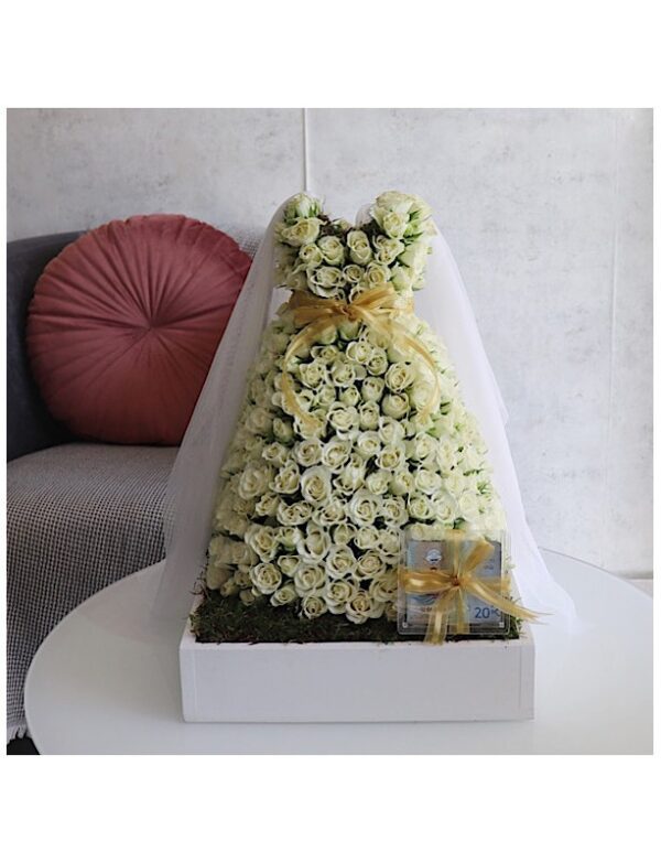 Bridal dress fresh flowers for sale online in Kuwait