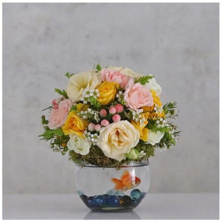 Mini marine fish fresh flower arrangement shop online for gifts